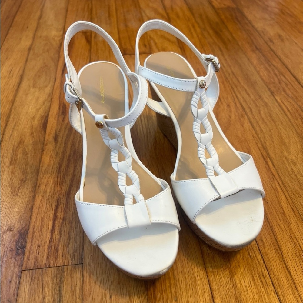 White Braided Strap Wedge Sandals